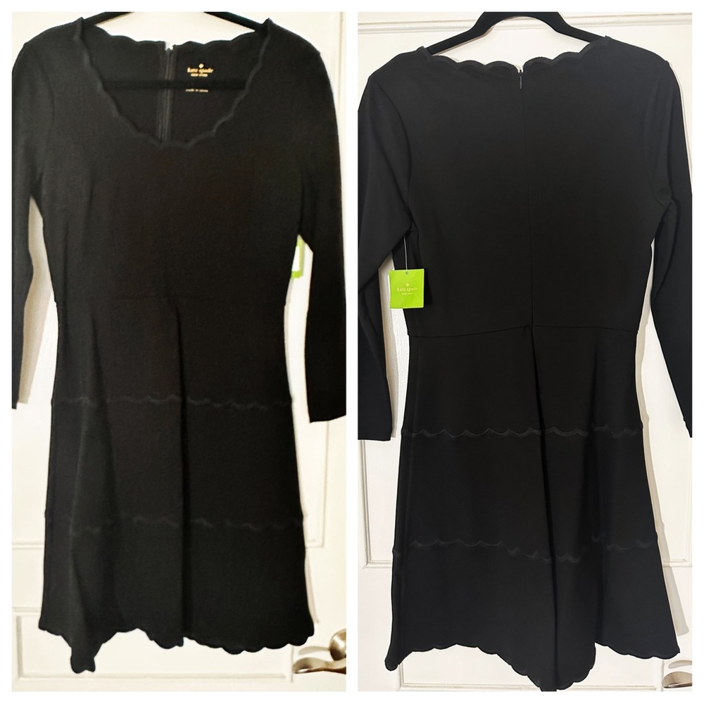 KATE SPADE Black Ponte Dress Sz 8 Medium LBD Long Sleeve Winter Holiday Party